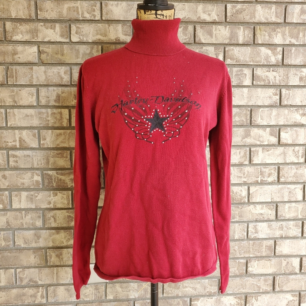 Harley Davidson women's turtle neck sweater top